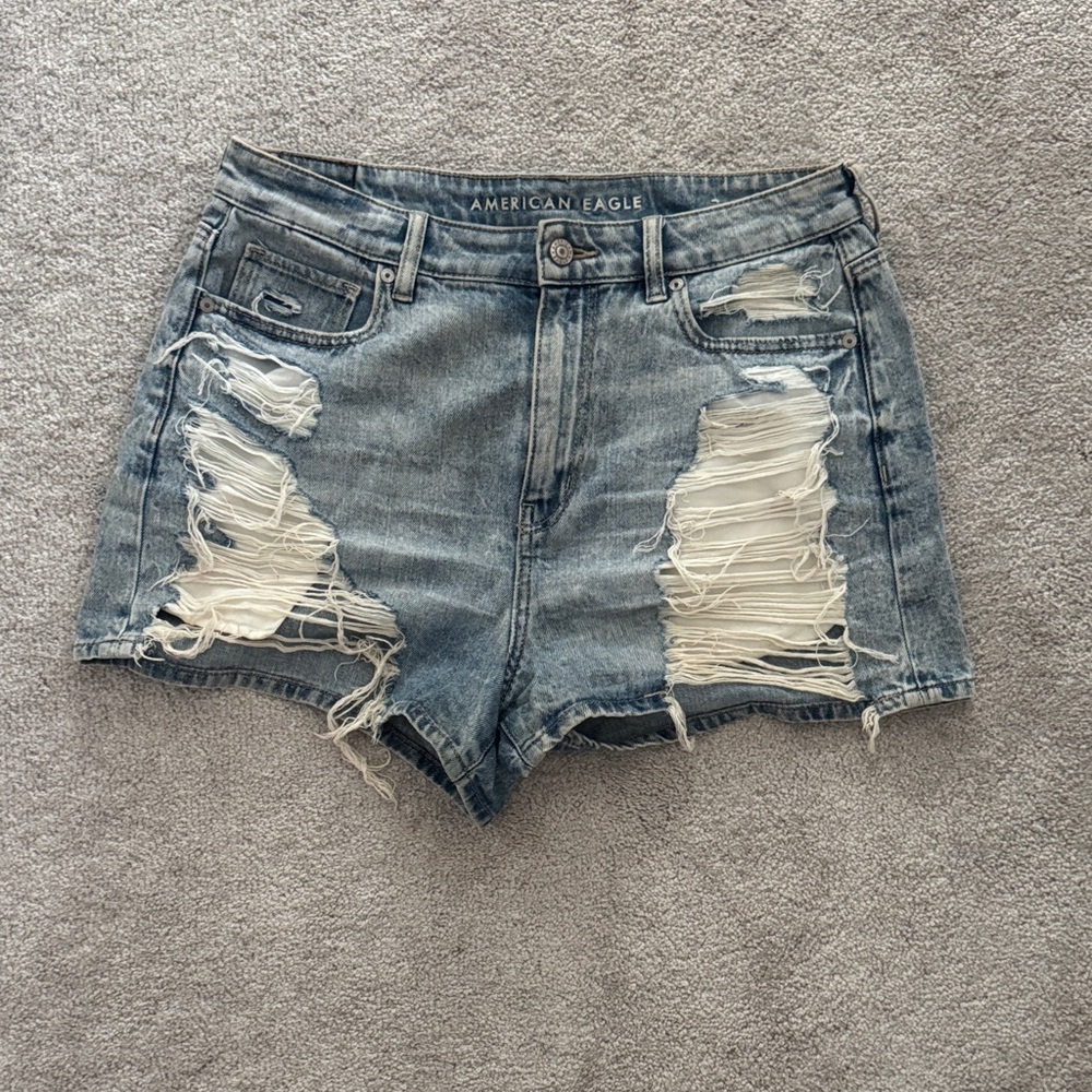 American Eagle Outfitters Ripped Light Blue Jean Shorts